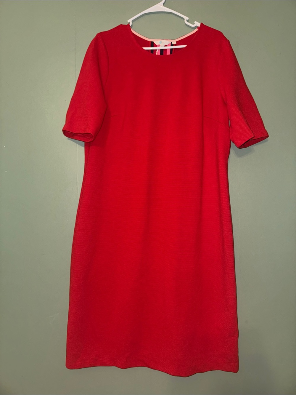 BODEN Red Jemima Ottoman Dress with Bold Stripe Back Detail Size 16 Long
